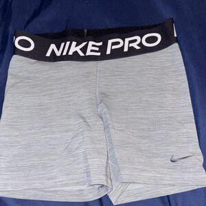 Nike Pro Light Gray Heather Compression Shorts with Black Waistband